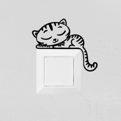 Wandtattoo für Lichtschalter / Steckdose schlafendes Kätzchen Katze