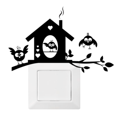 Wandtattoo für Lichtschalter / Steckdose Vogelhaus