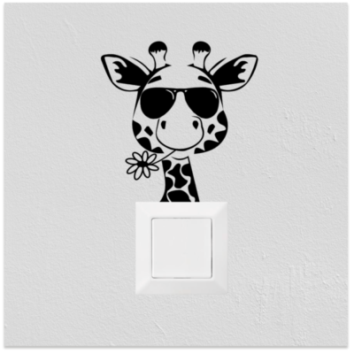 Wandtattoo für Lichtschalter / Steckdose Giraffe mit Blümchen