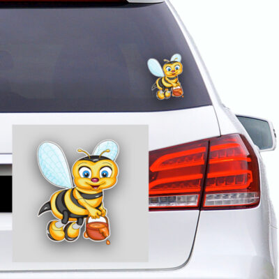 Autoaufkleber Funsticker Aufkleber Biene mit Honigtopf